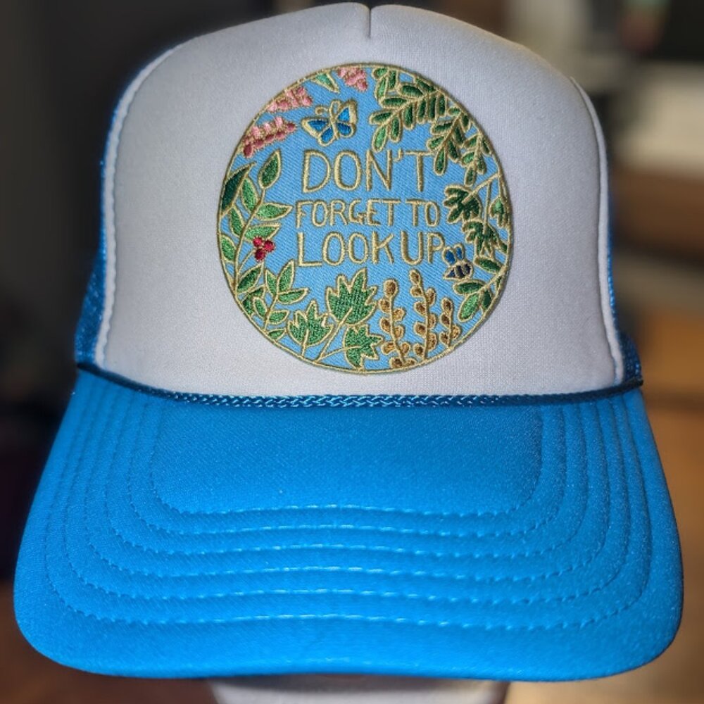 Trucker hat with iron on patch